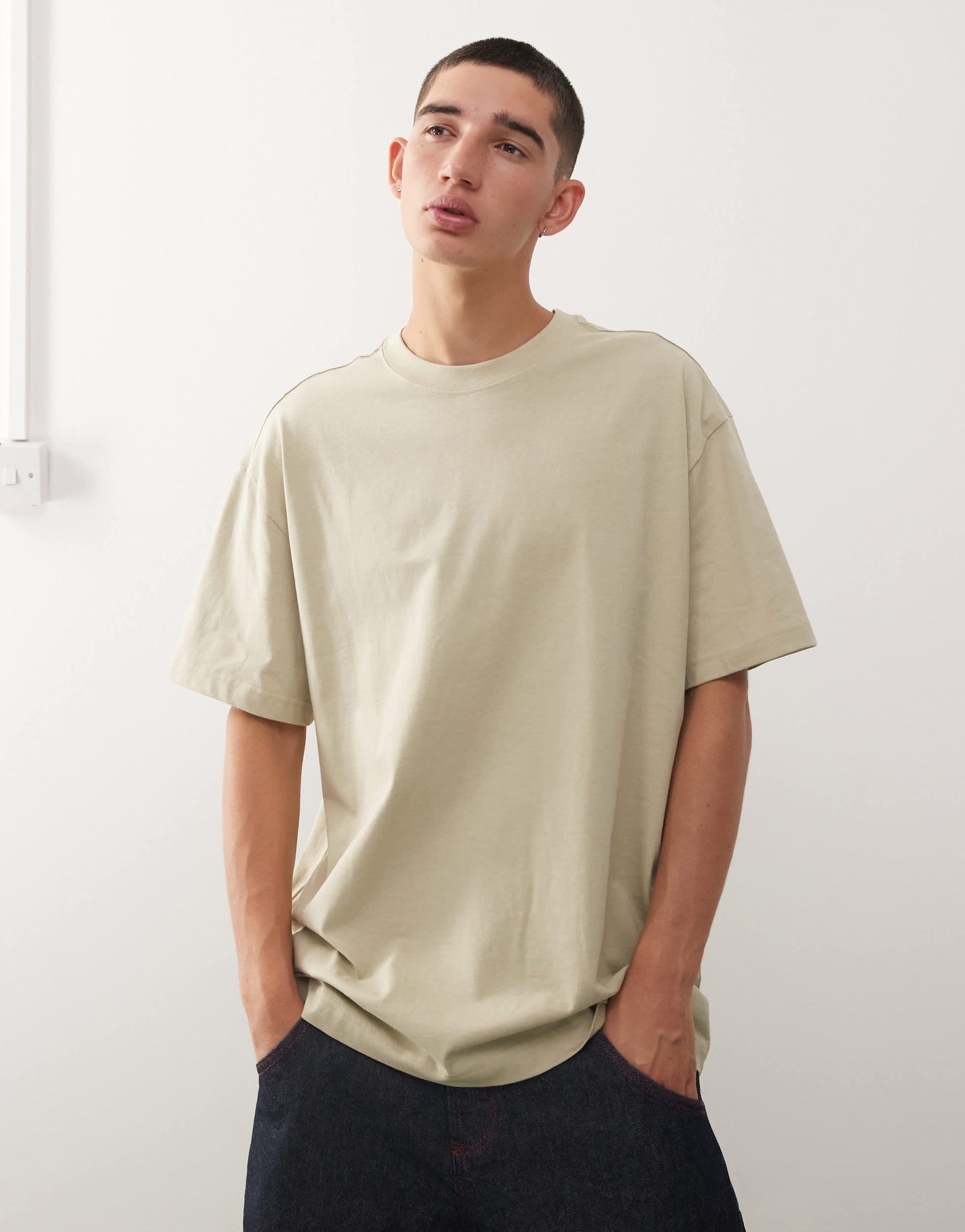 Weekday oversized t-shirt in khaki