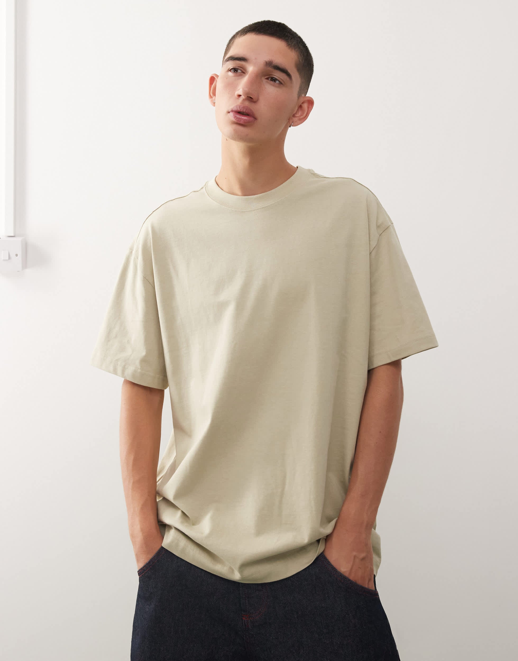 Weekday oversized t-shirt in khaki