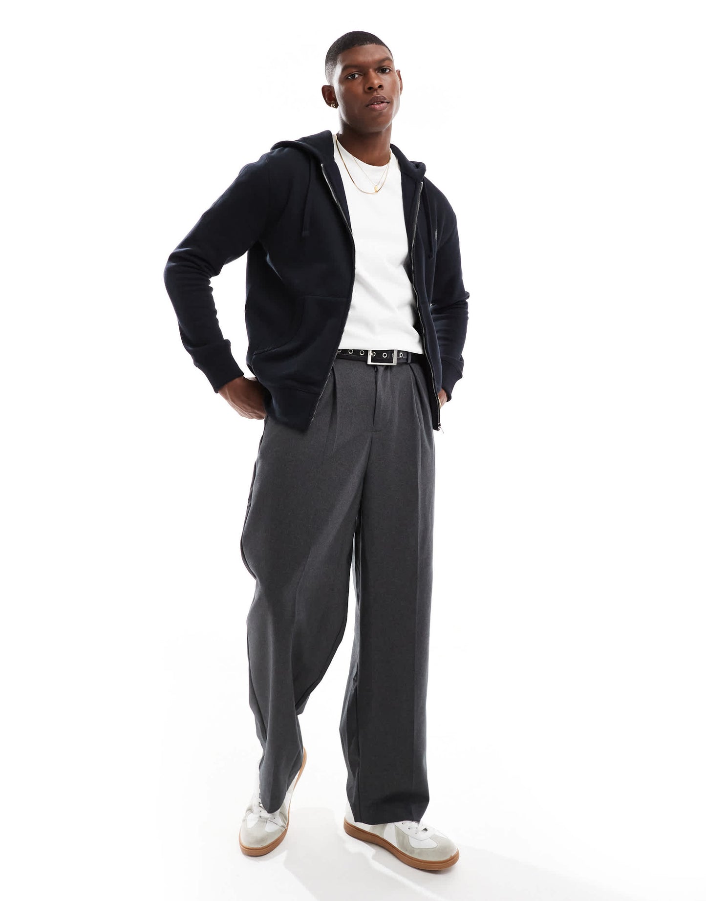 French Connection classic zip up hoodie in navy