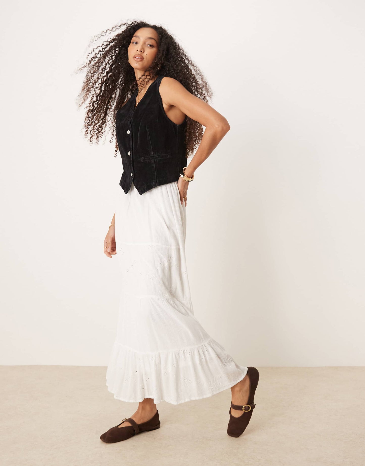 ASOS DESIGN flocked denim waistcoat