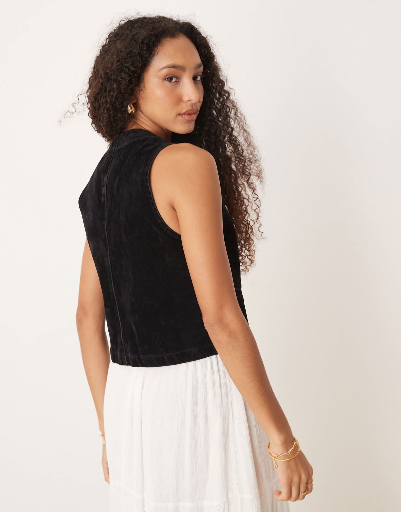 ASOS DESIGN flocked denim waistcoat