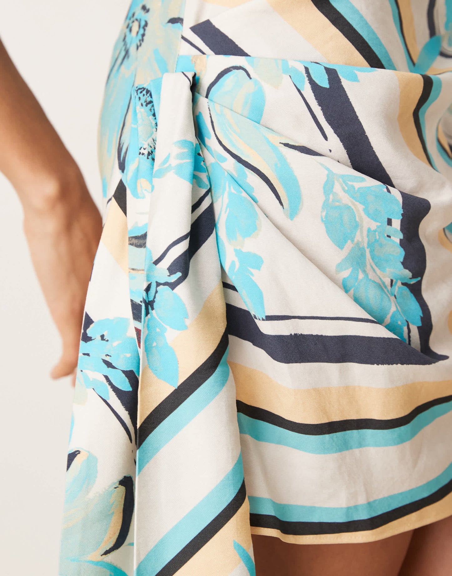 ASOS DESIGN high neck drape detail mini dress in scarf print
