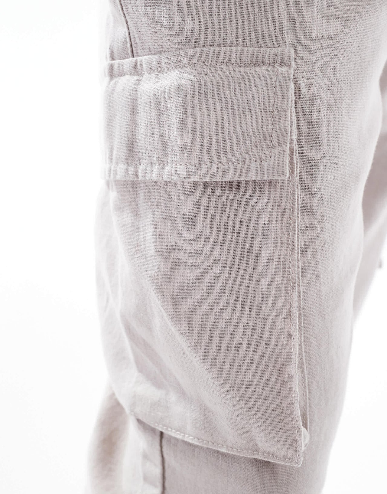 French Connection cargo pocket linen trousers in stone