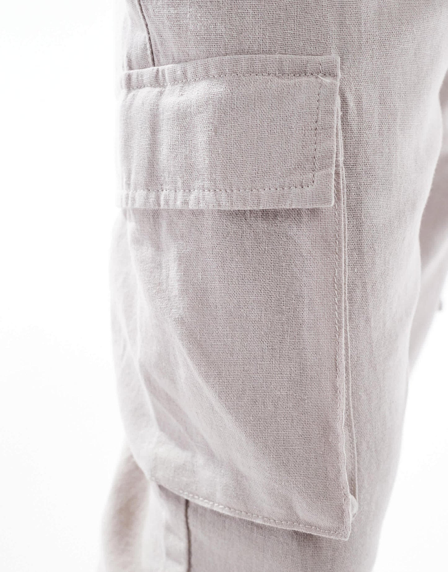 French Connection cargo pocket linen trousers in stone