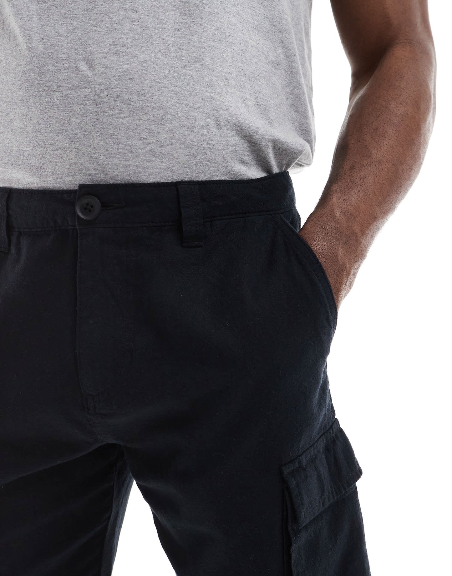 French Connection cargo pocket linen shorts in black