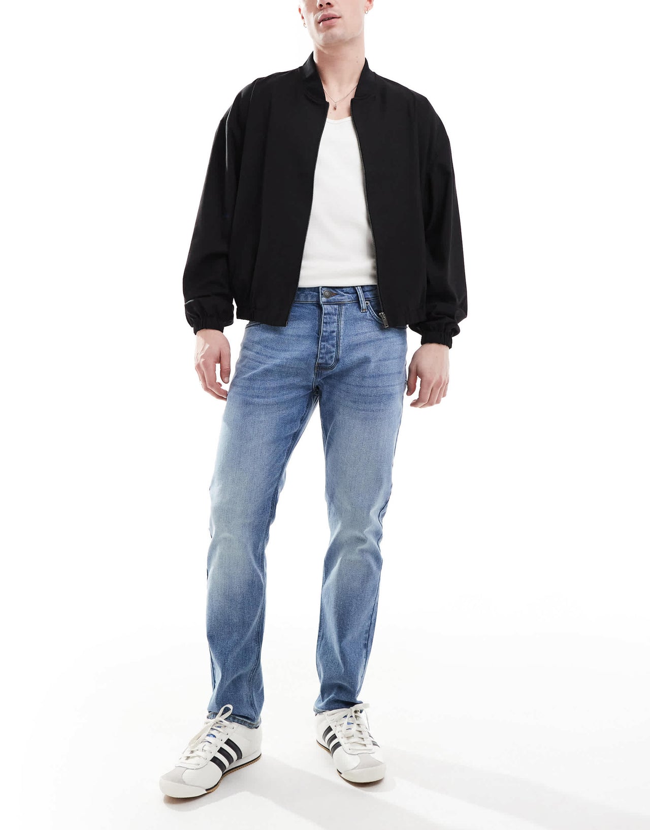 French Connection slim leg jeans in light wash blue