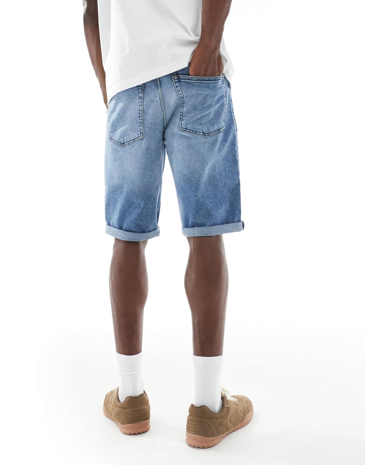 French Connection classic denim shorts in light wash blue