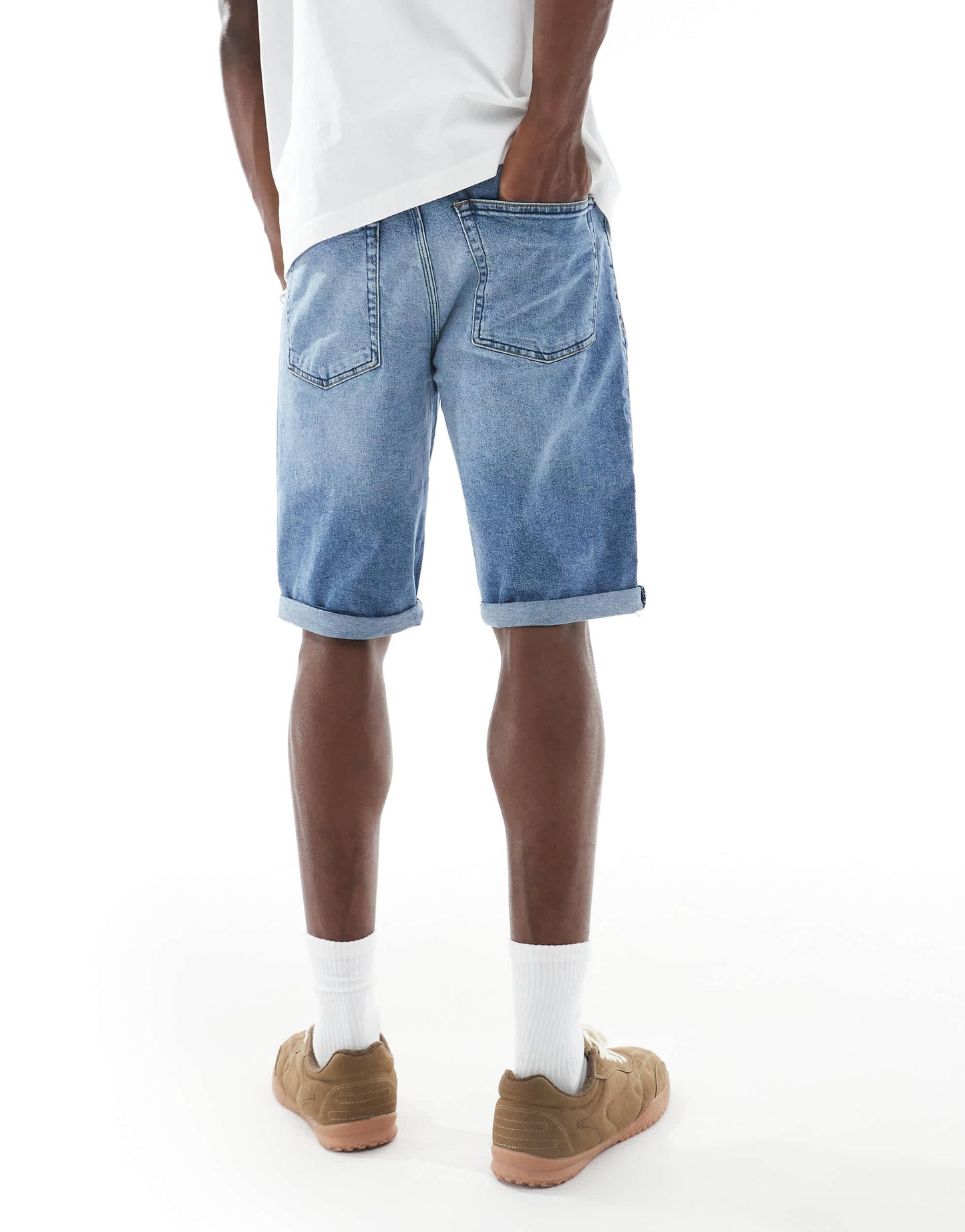 French Connection classic denim shorts in light wash blue
