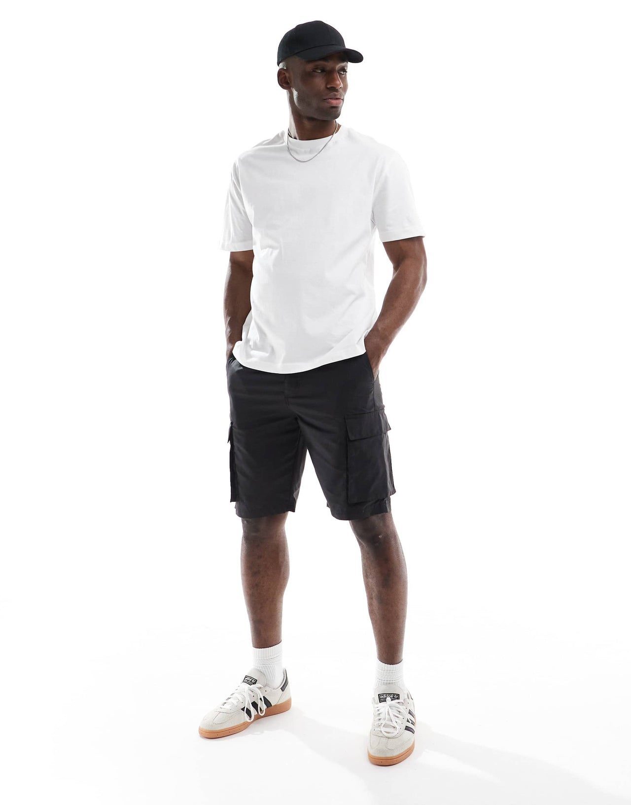 French Connection tech cargo pocket shorts in black