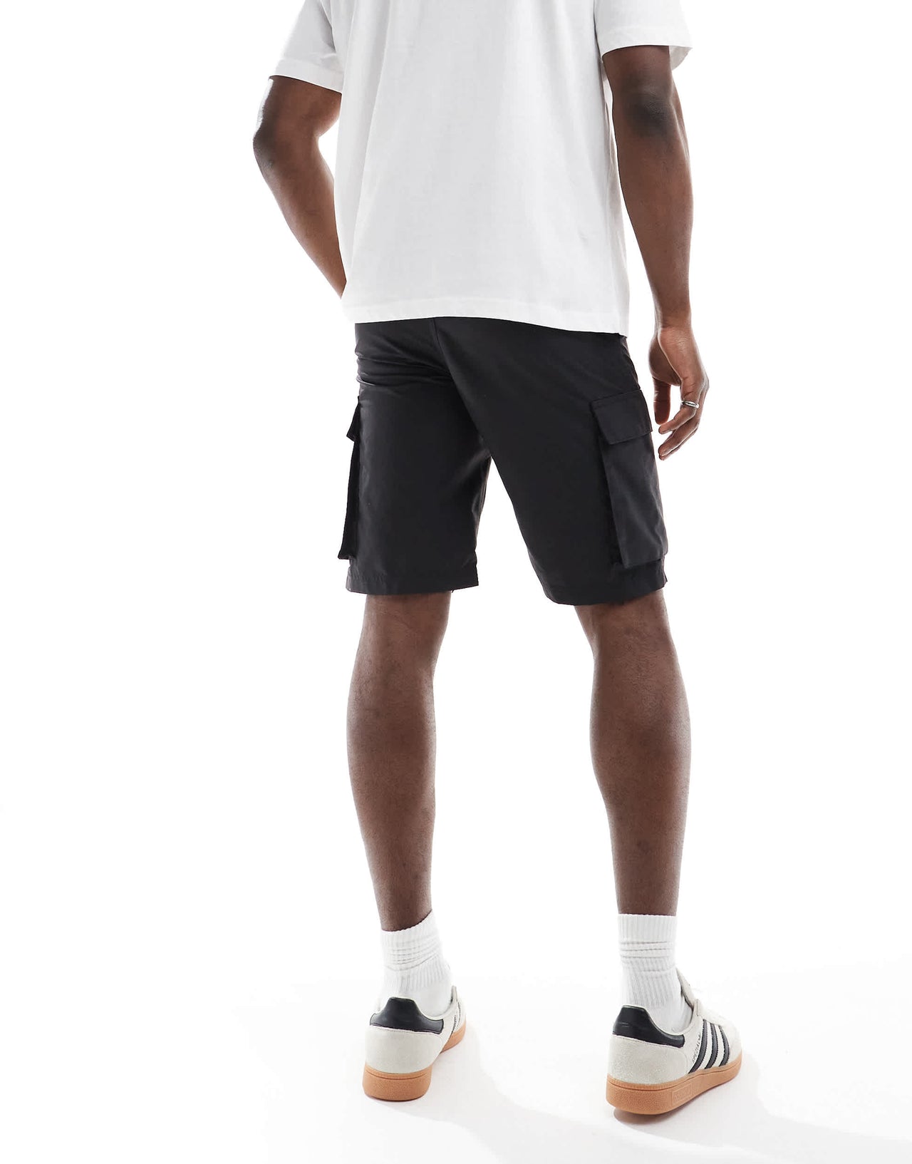 French Connection tech cargo pocket shorts in black