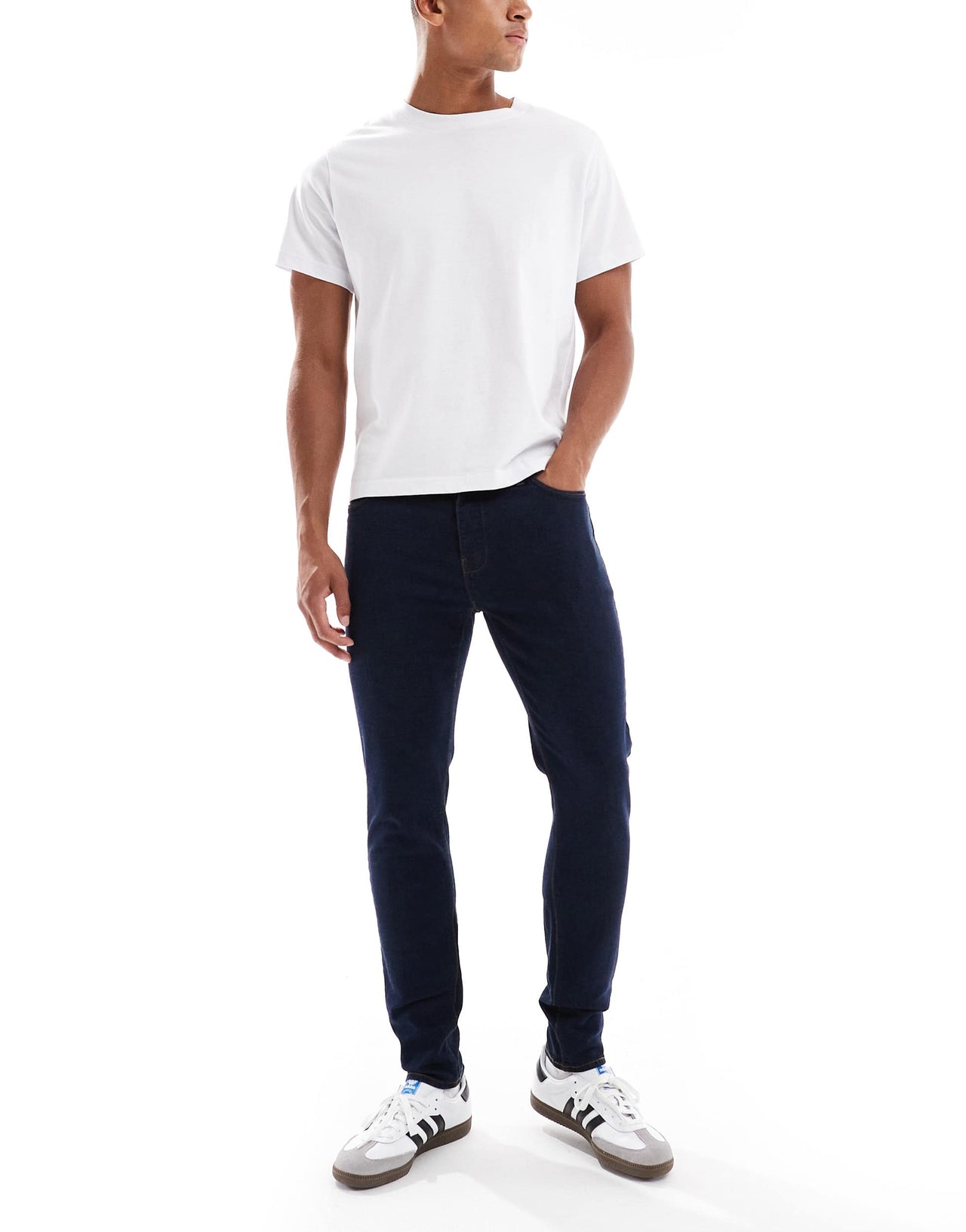 French Connection tapered jeans in dark wash blue