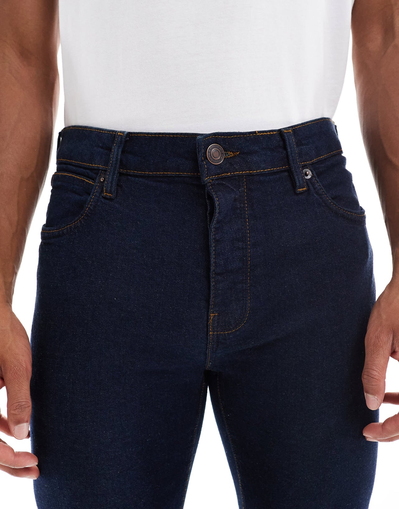 French Connection tapered jeans in dark wash blue