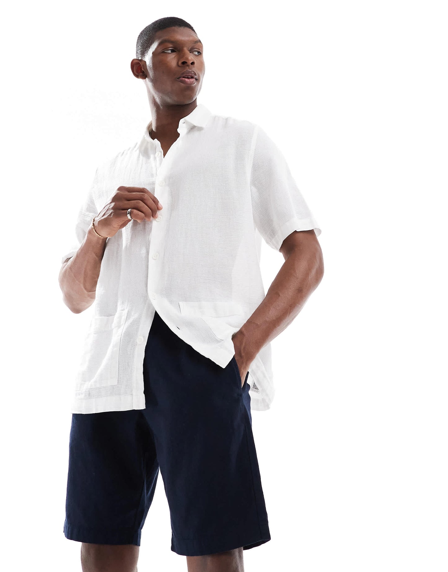 French Connection linen drawstring shorts in navy