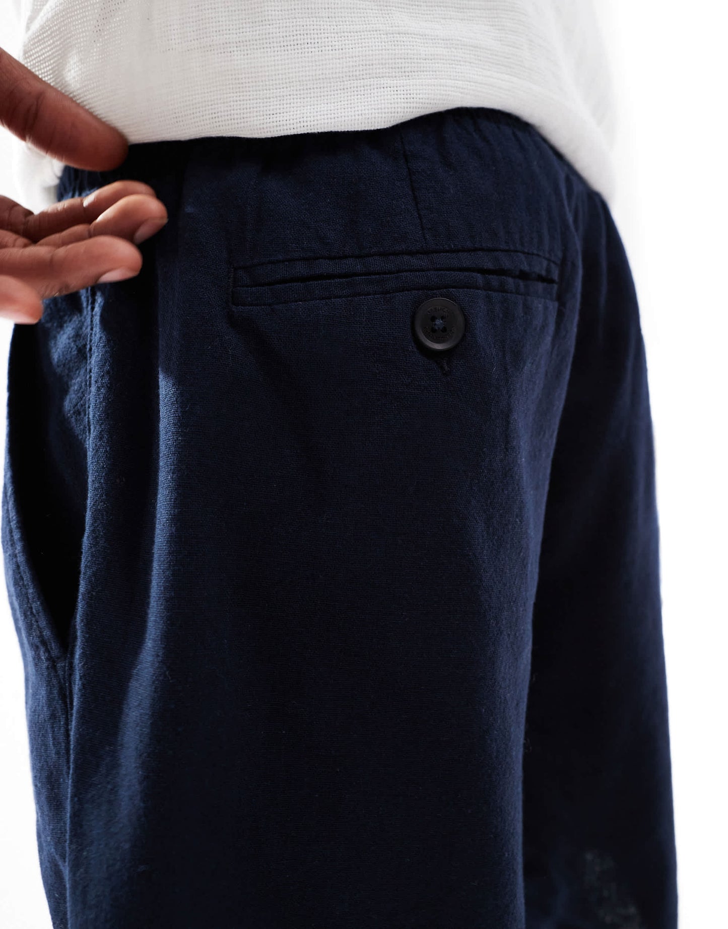 French Connection linen drawstring shorts in navy