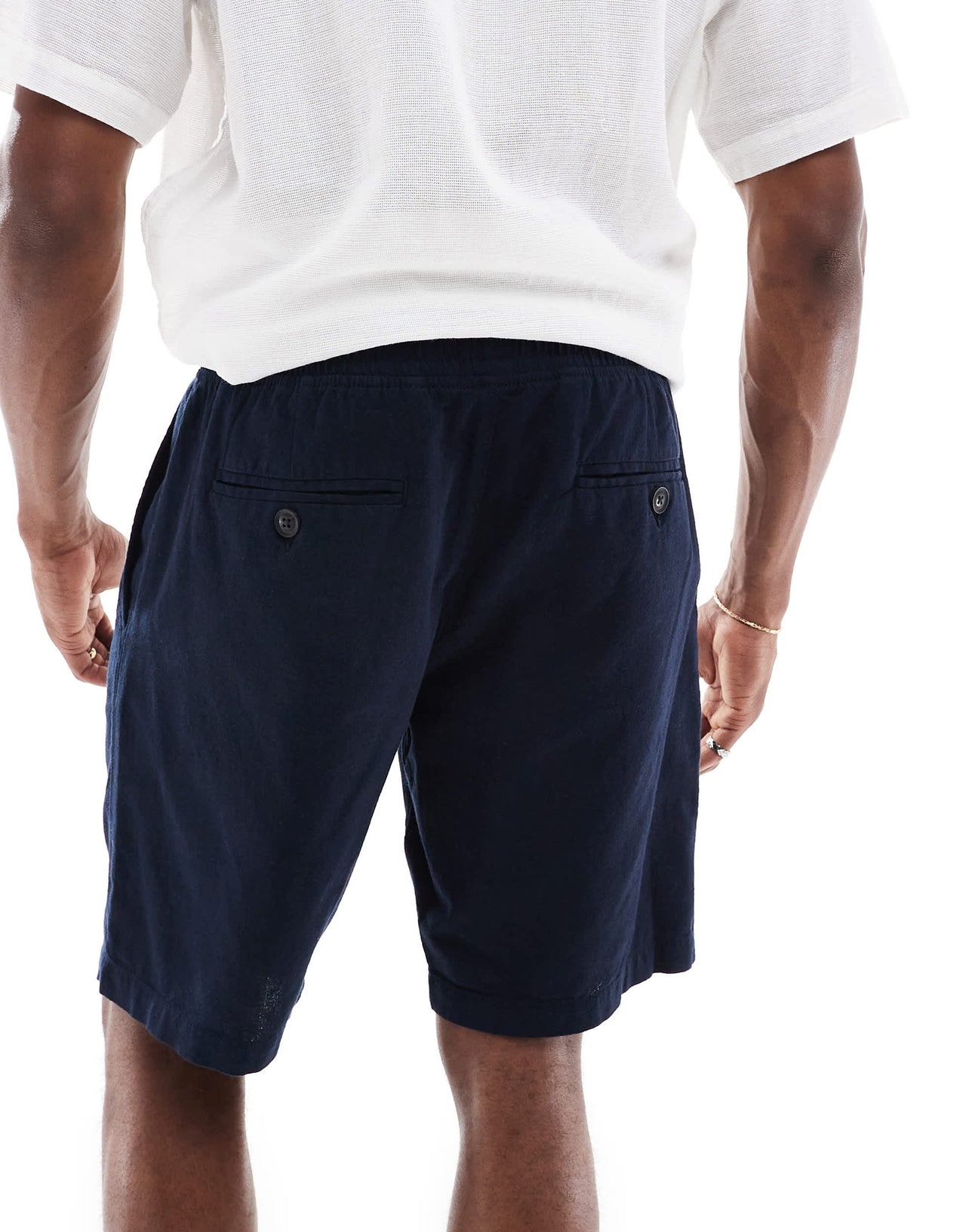 French Connection linen drawstring shorts in navy