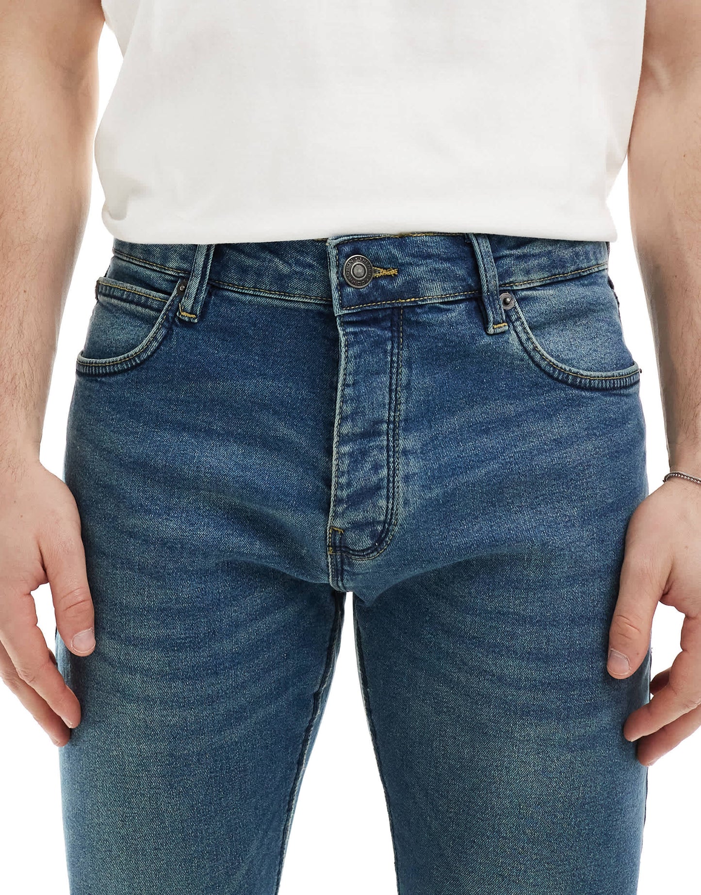 French Connection slim leg jeans in mid wash blue