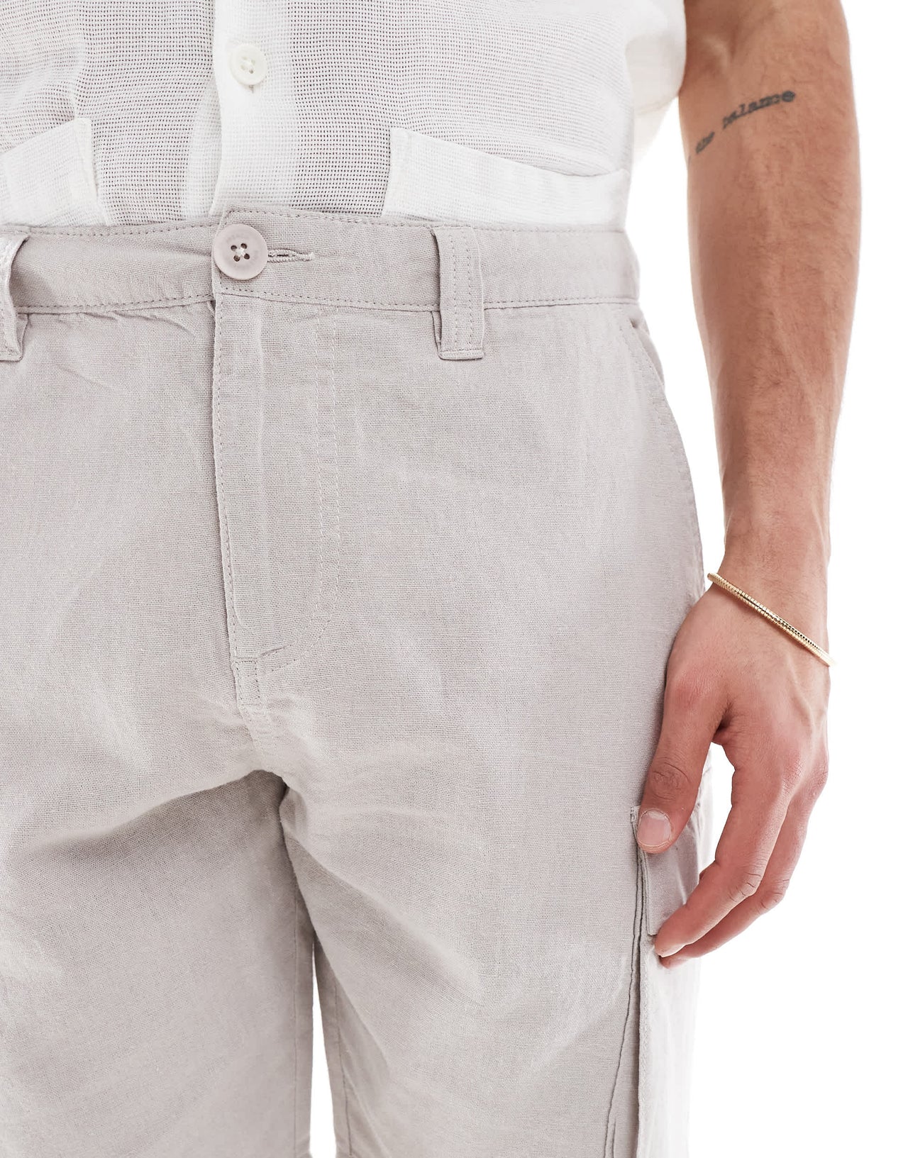 French Connection cargo pocket linen shorts in stone