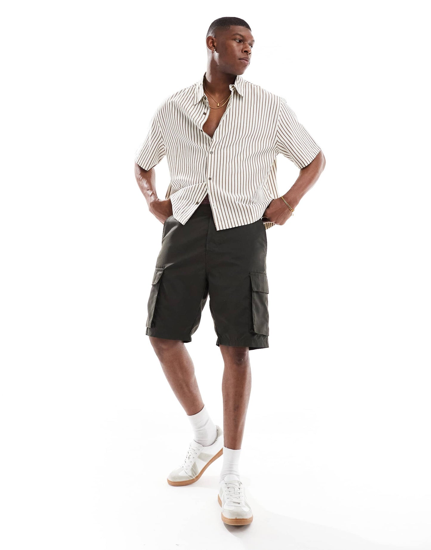 French Connection tech cargo pocket shorts in khaki