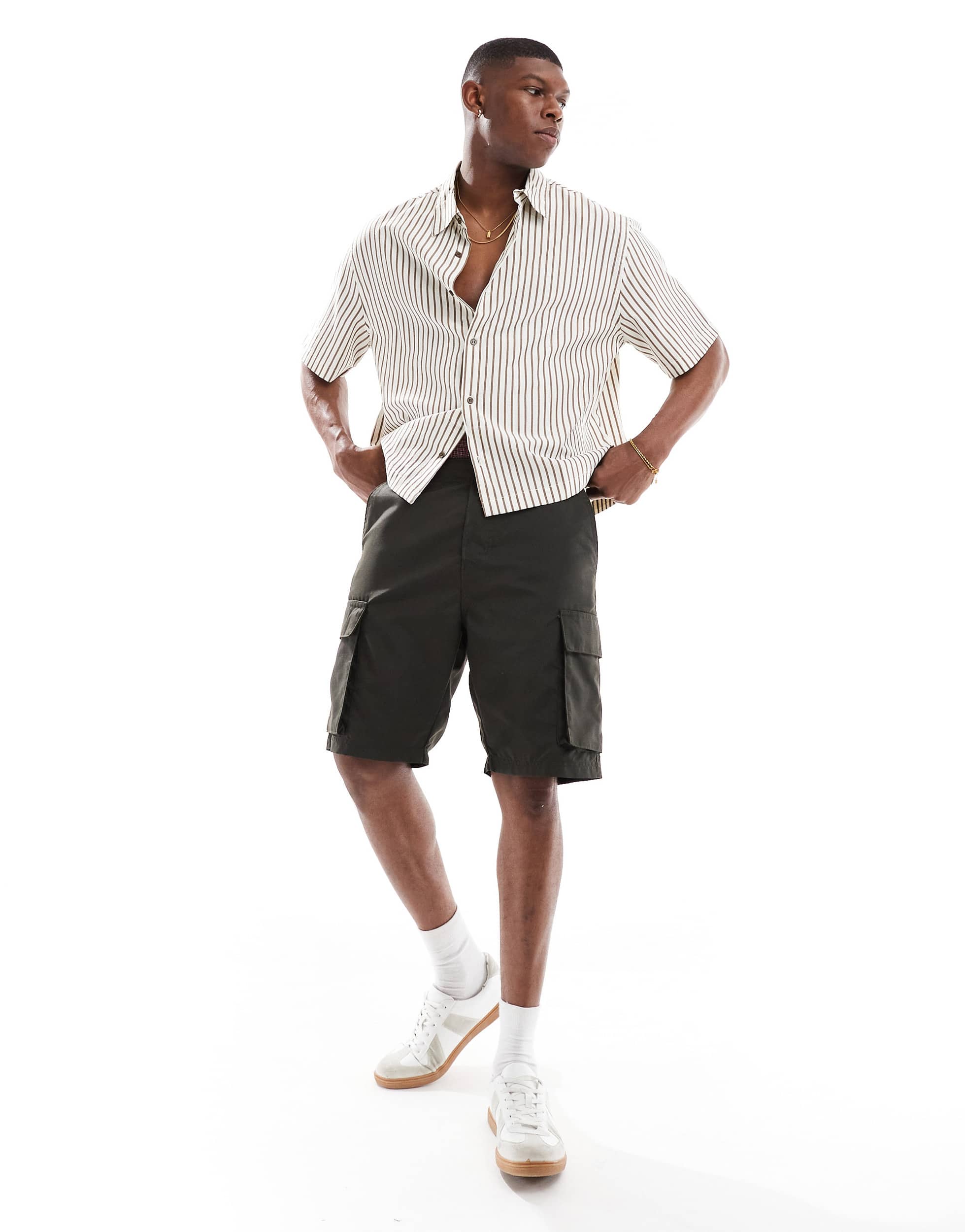 French Connection tech cargo pocket shorts in khaki