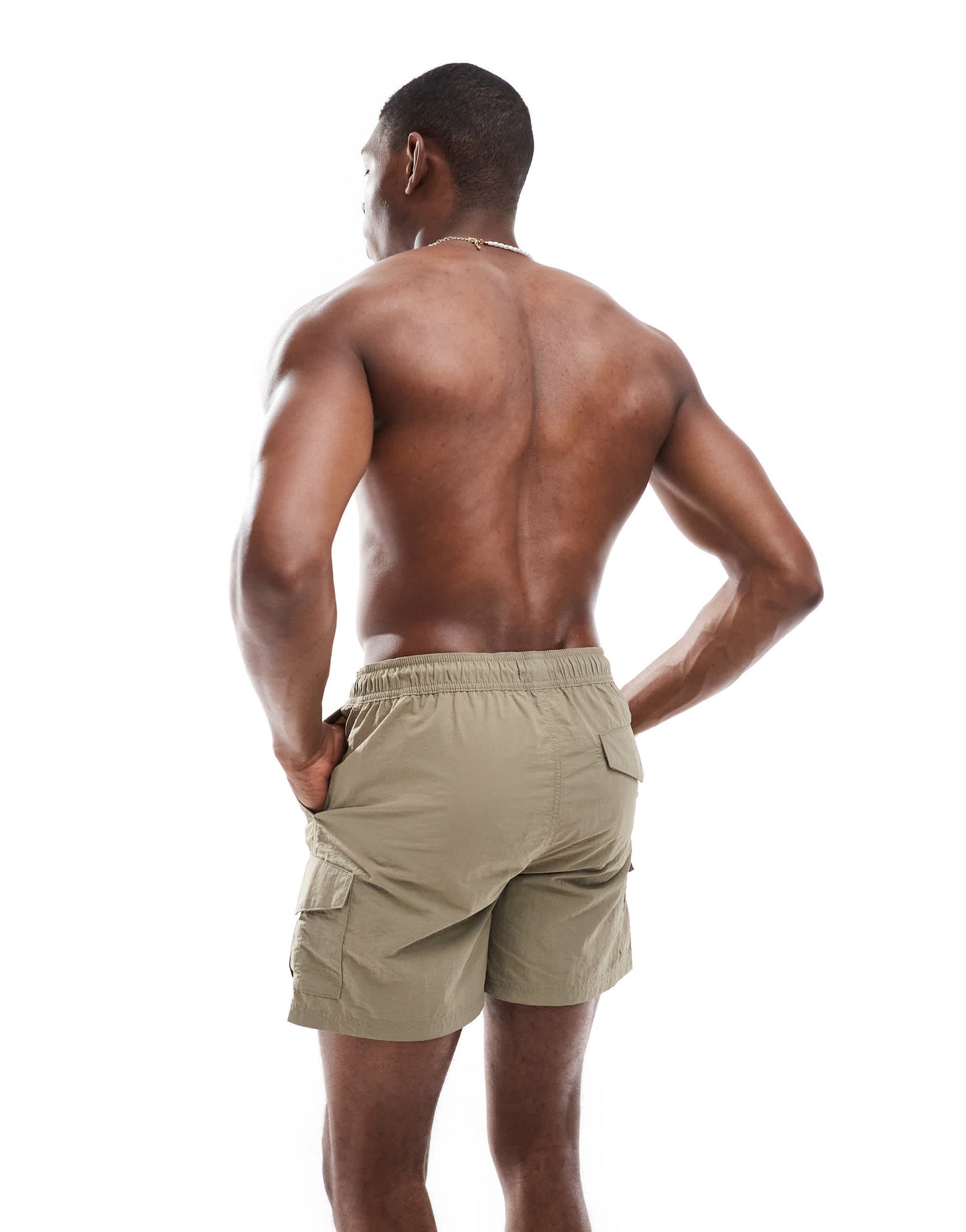 French Connection combat swim trunks in khaki