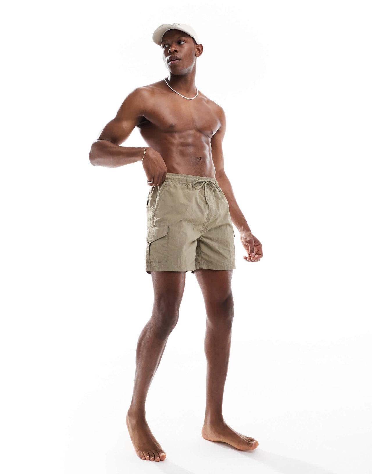 French Connection combat swim trunks in khaki