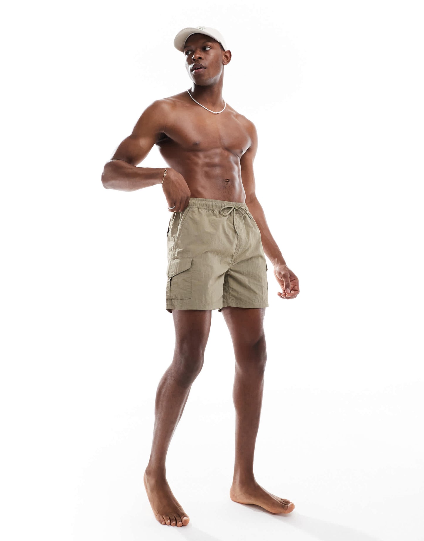 French Connection combat swim trunks in khaki