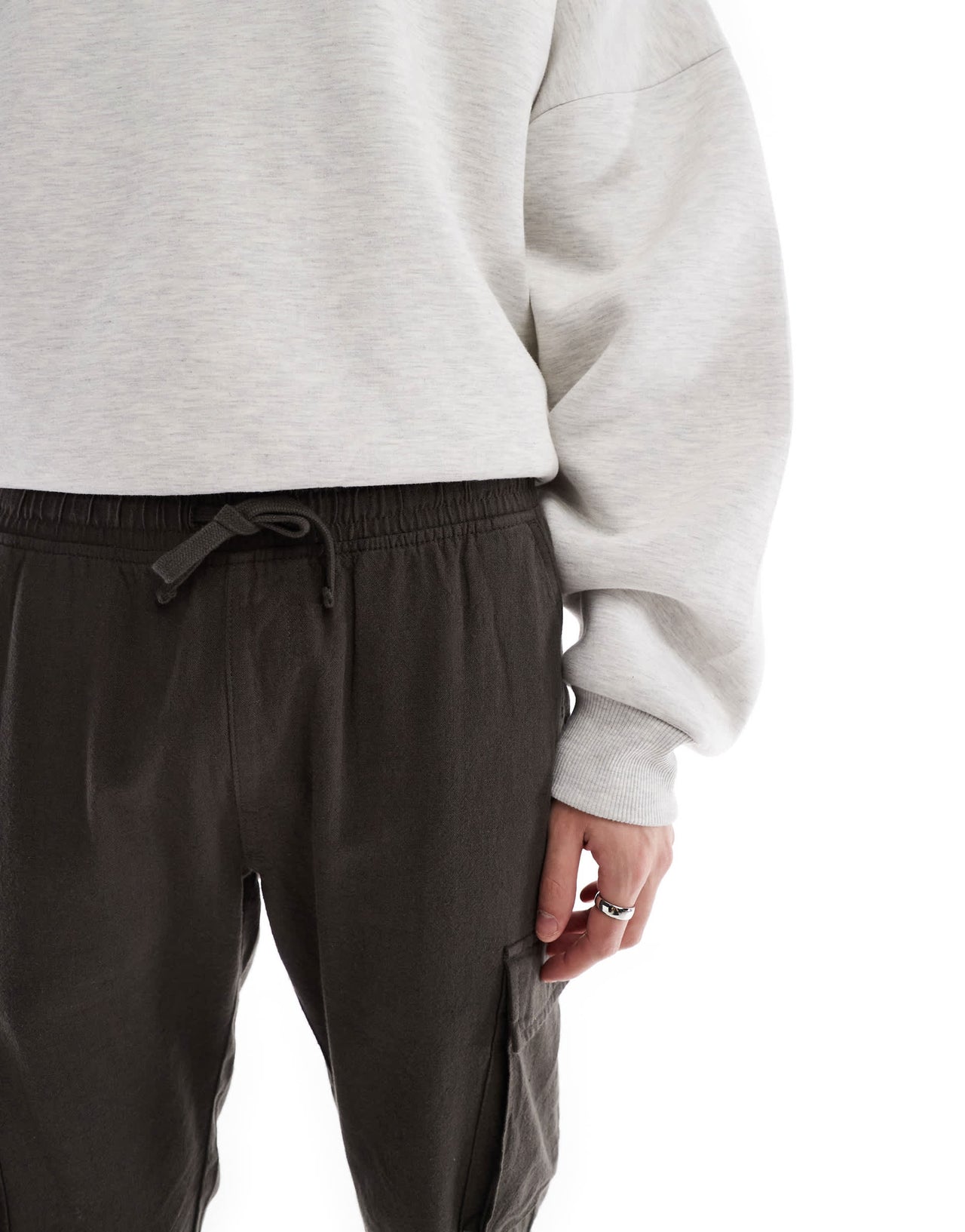 French Connection cargo pocket linen trousers in khaki