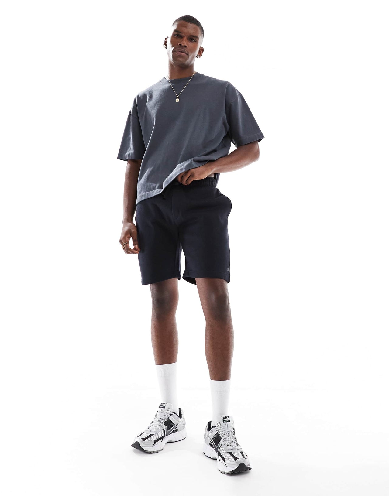 French Connection drawstring jersey shorts in navy