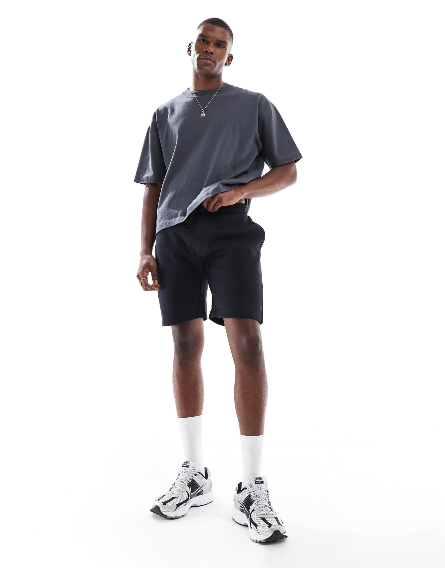 French Connection drawstring jersey shorts in navy