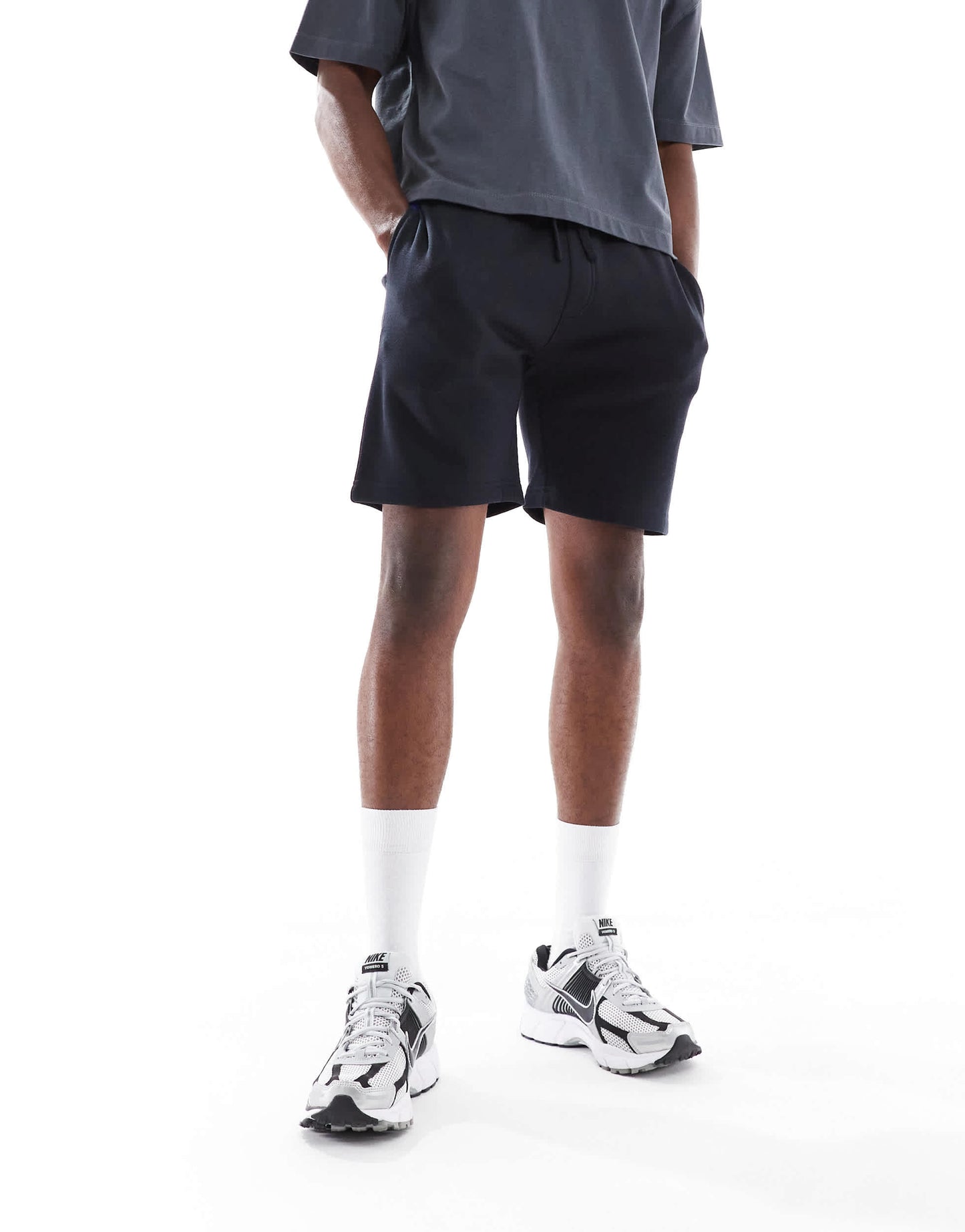 French Connection drawstring jersey shorts in navy