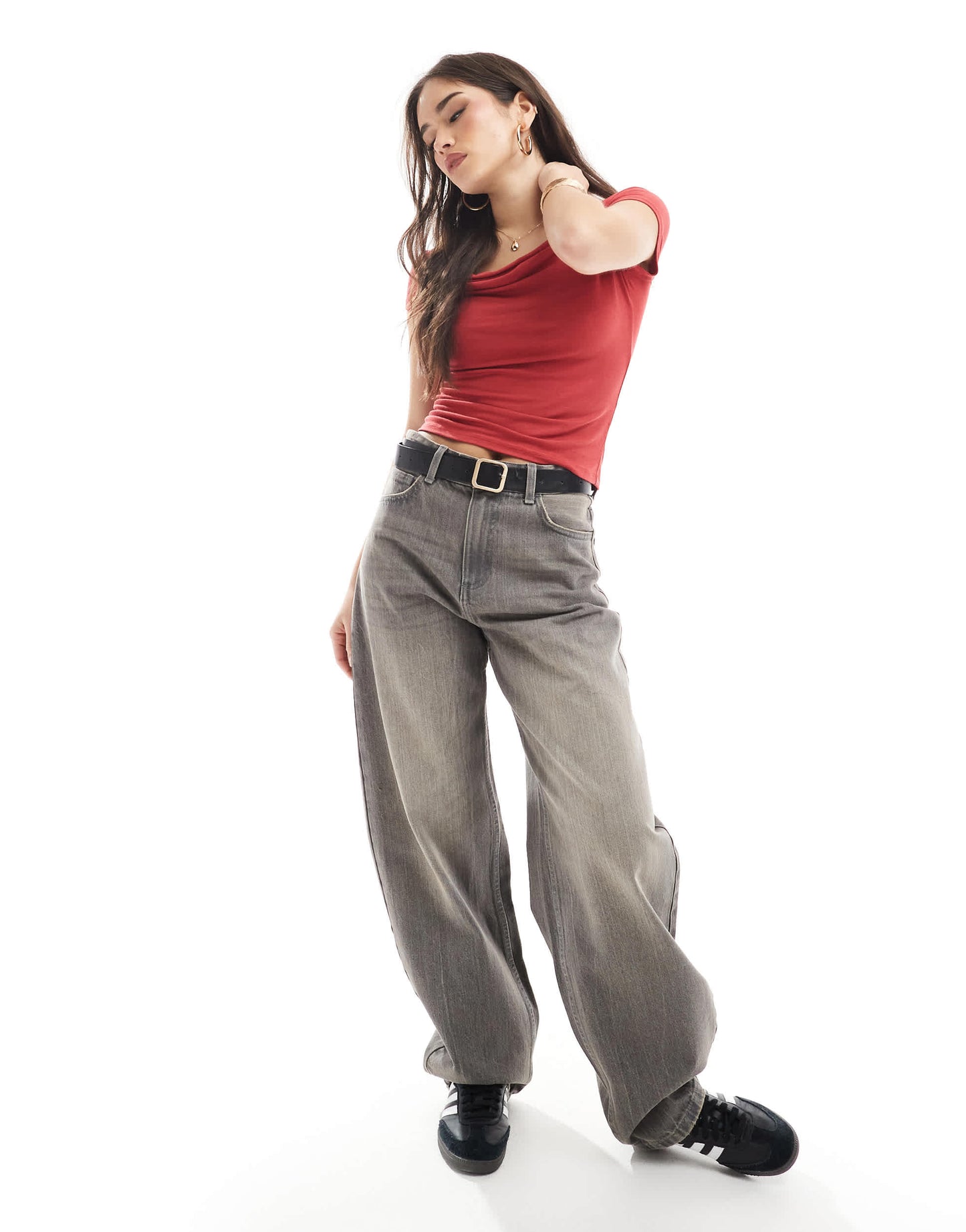 Cotton  On Jordie cowl neck short sleeve in red