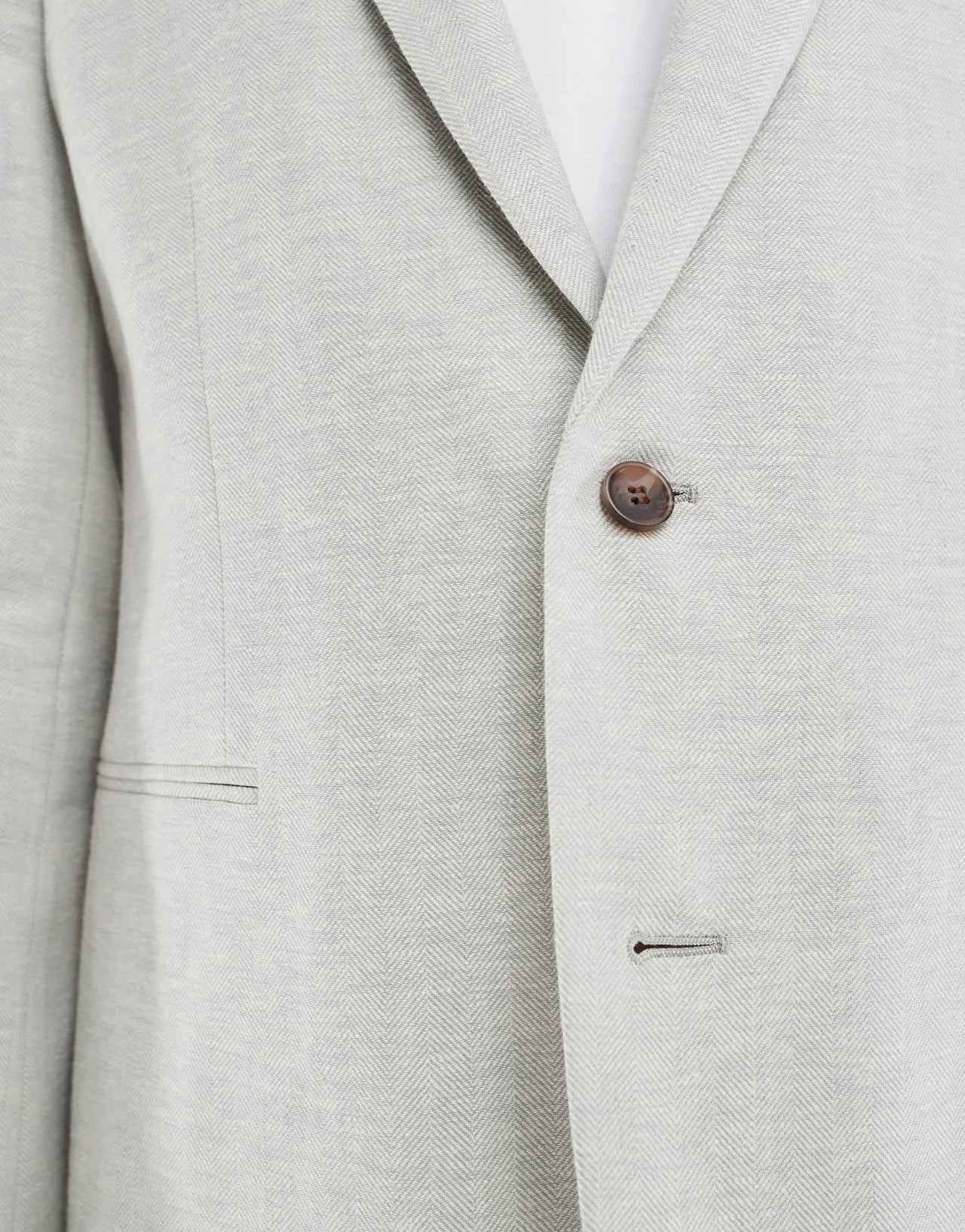 ASOS DESIGN slim suit jacket with linen in light green herringbone