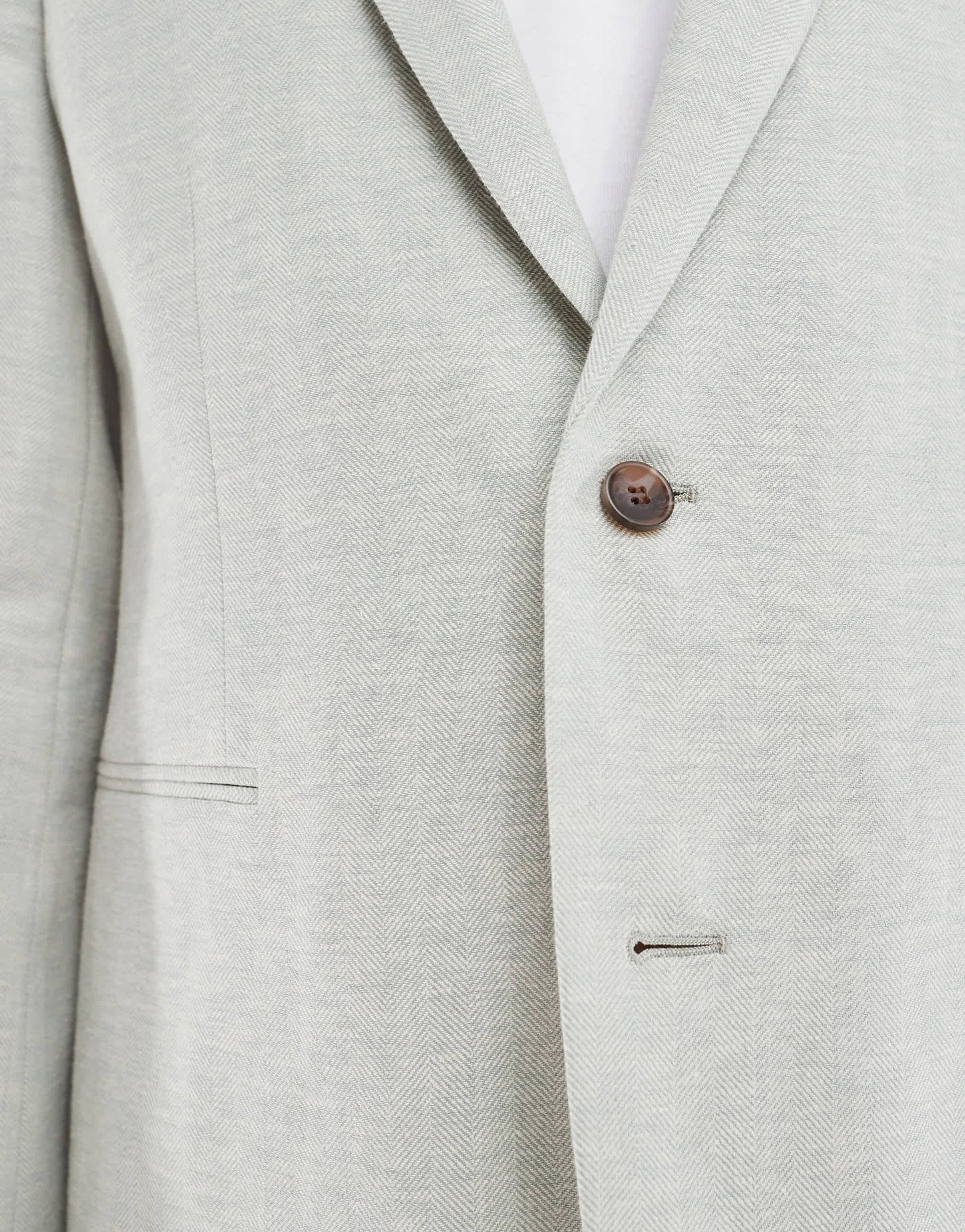 ASOS DESIGN slim suit jacket with linen in light green herringbone