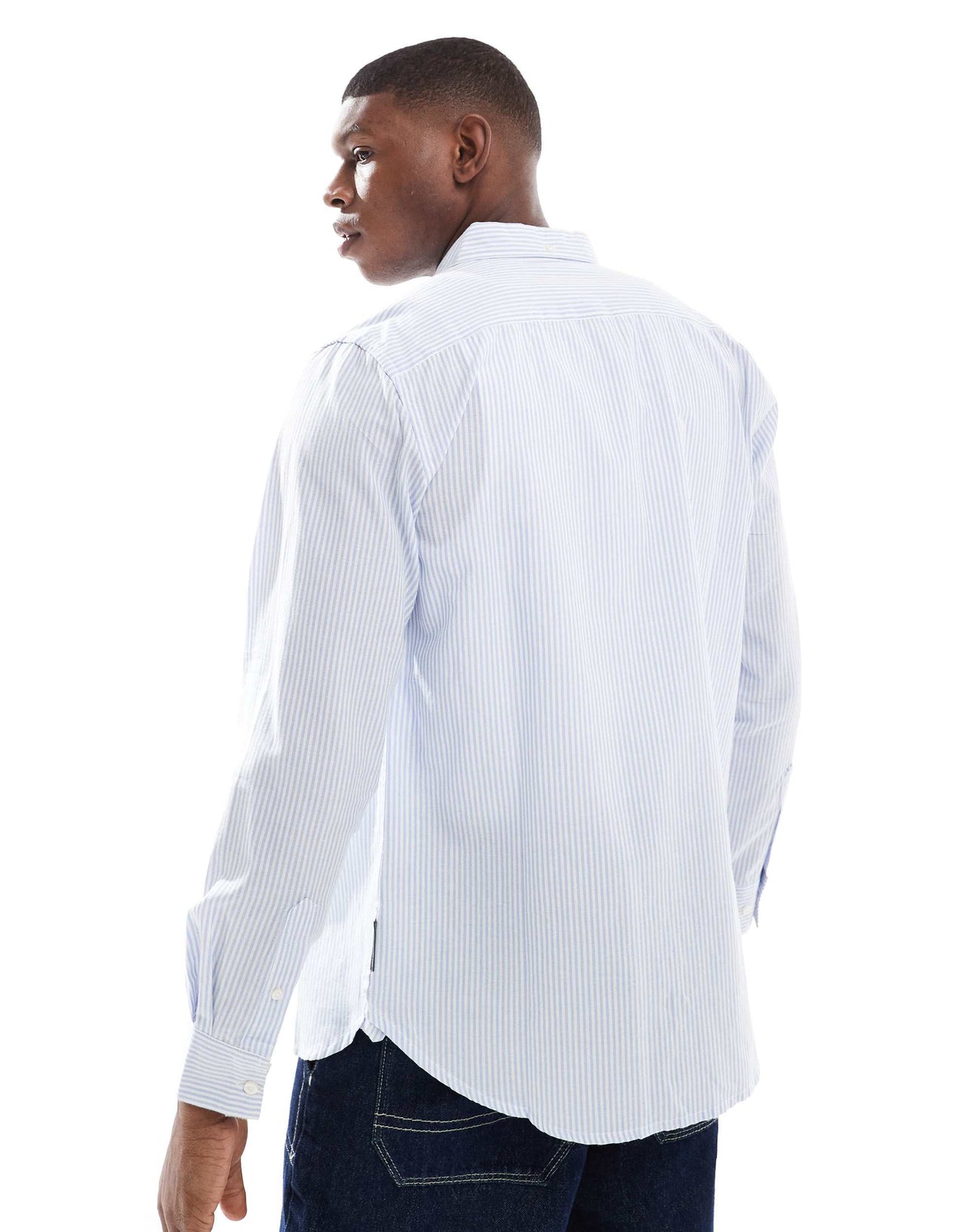 French Connection long sleeve pocket shirt in sky blue stripe