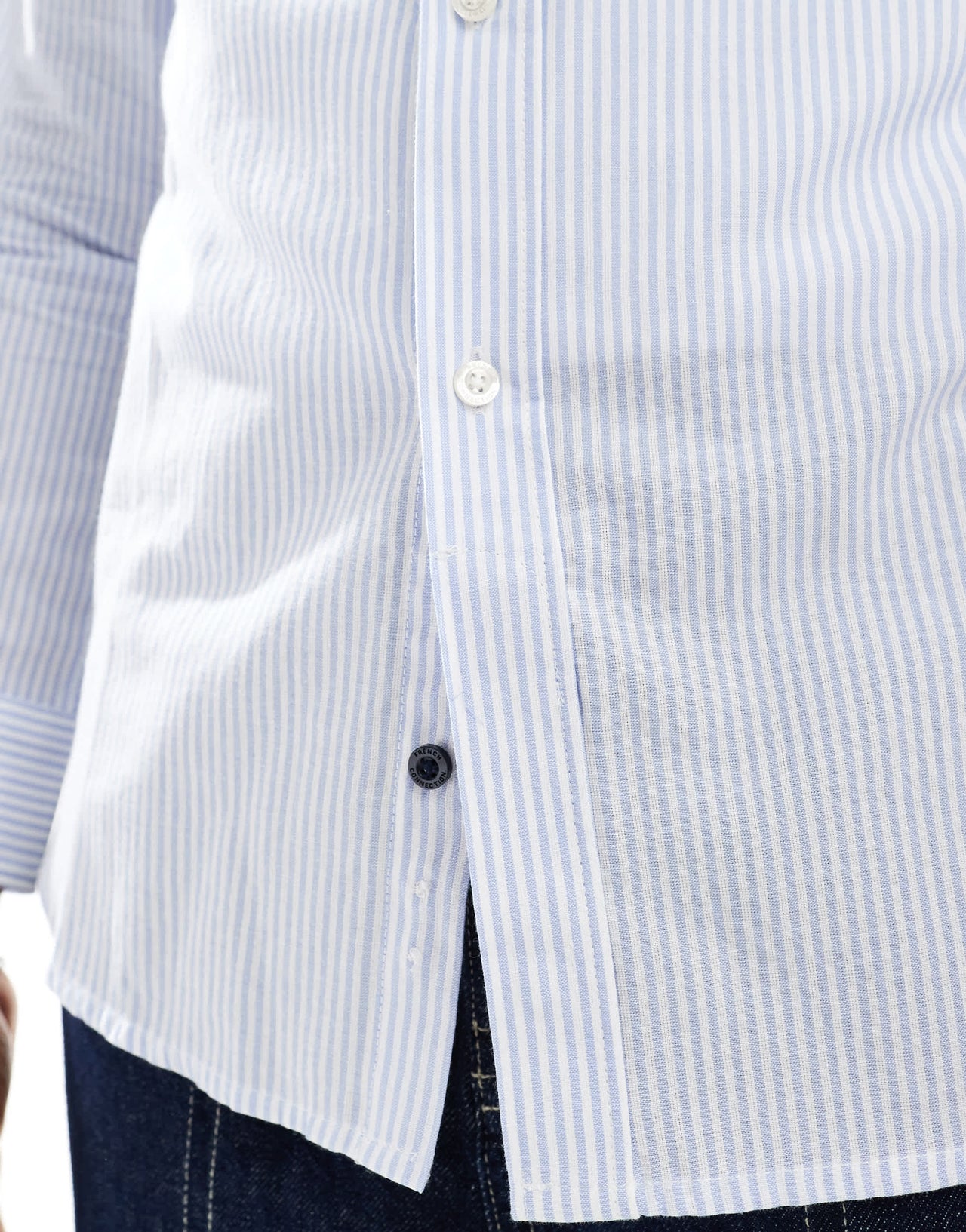 French Connection long sleeve pocket shirt in sky blue stripe