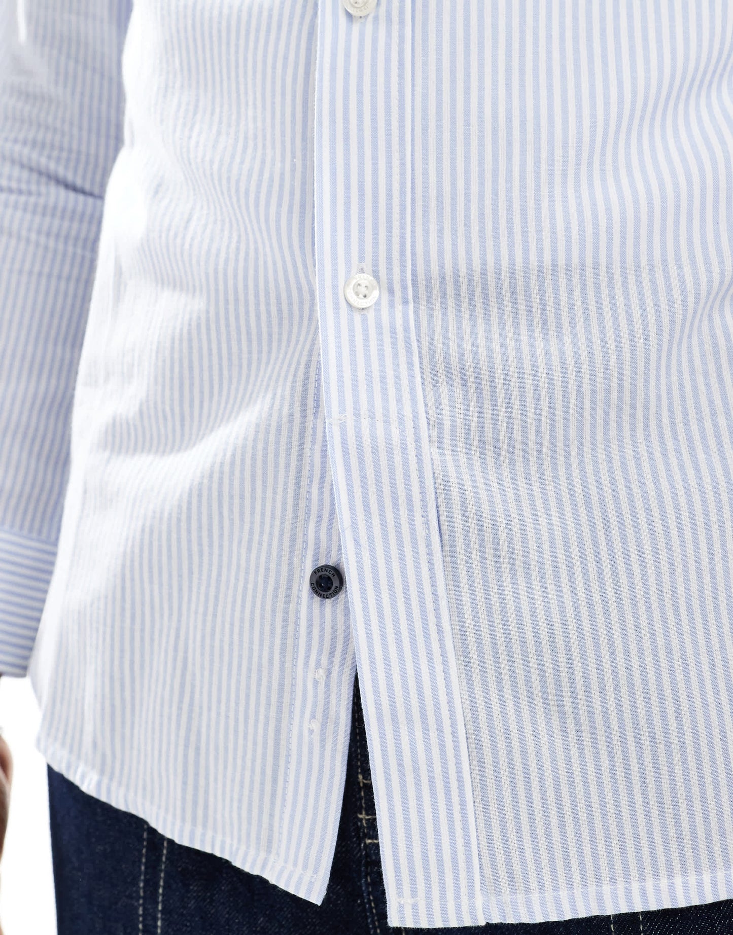 French Connection long sleeve pocket shirt in sky blue stripe