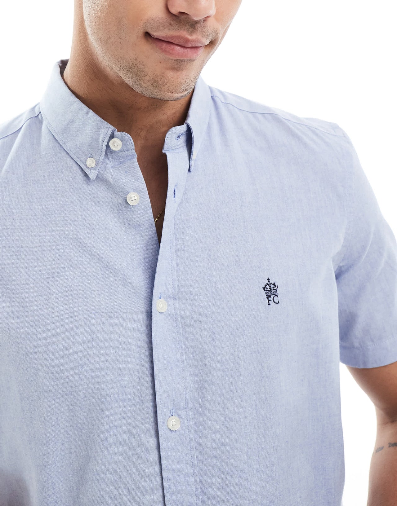 French Connection short sleeve logo shirt in sky blue