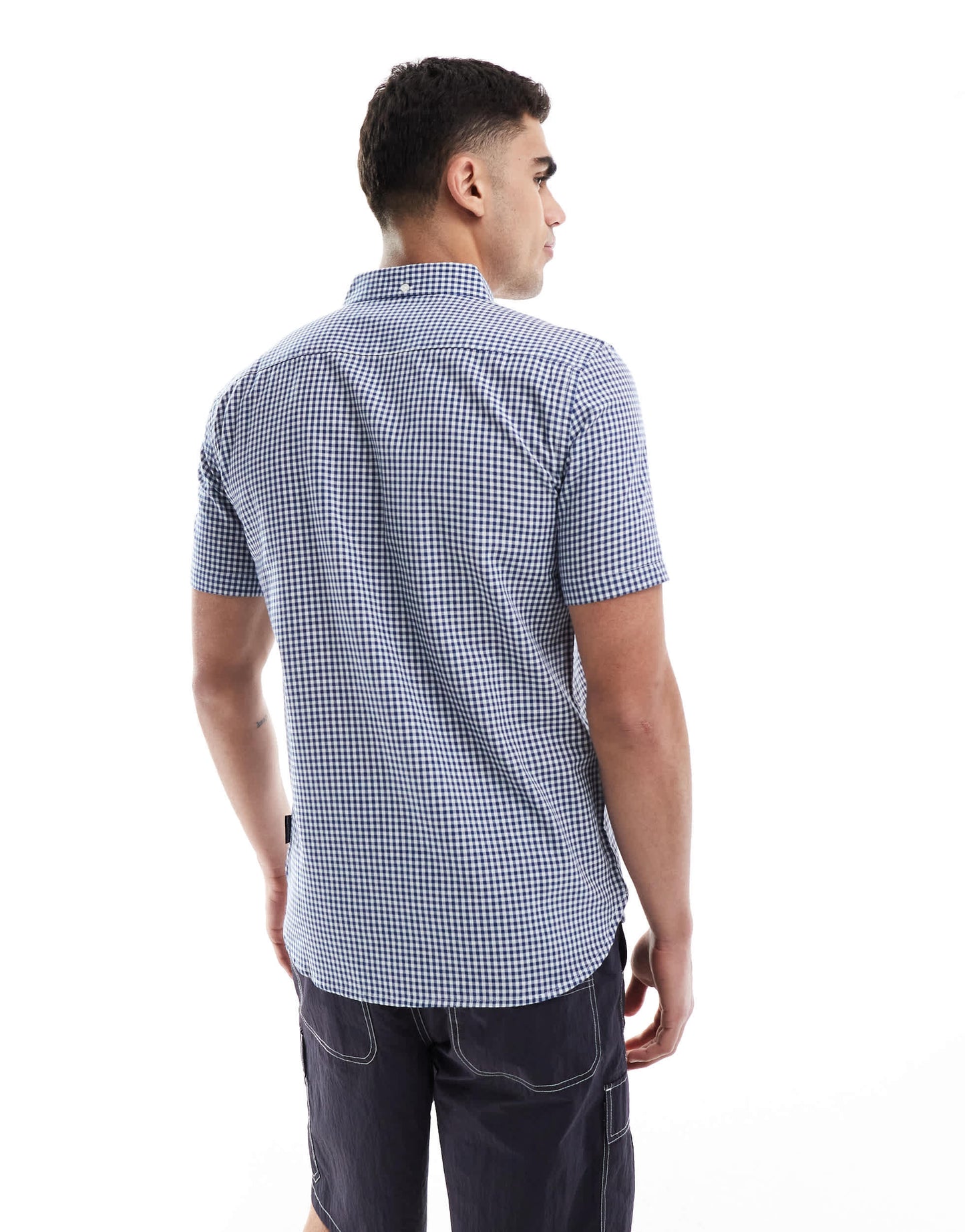 French Connection short sleeve pocket shirt in blue gingham