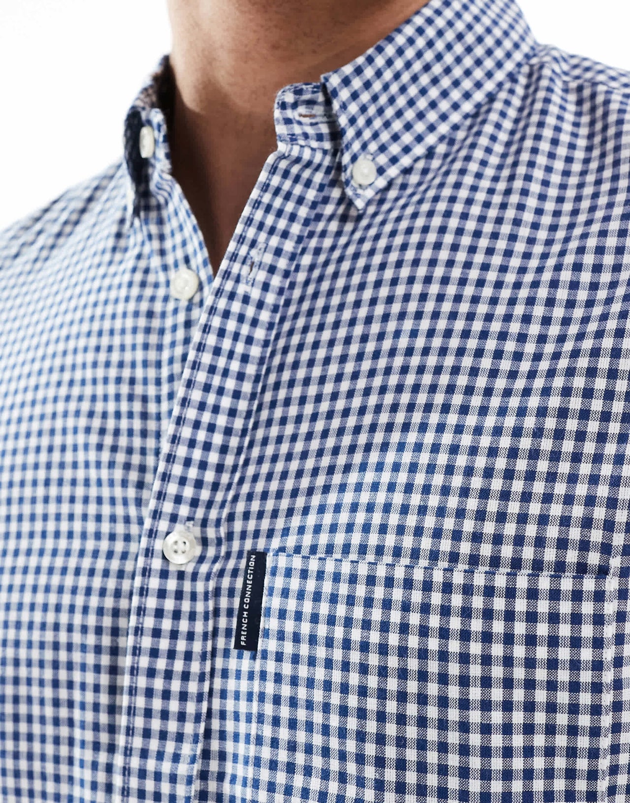 French Connection short sleeve pocket shirt in blue gingham