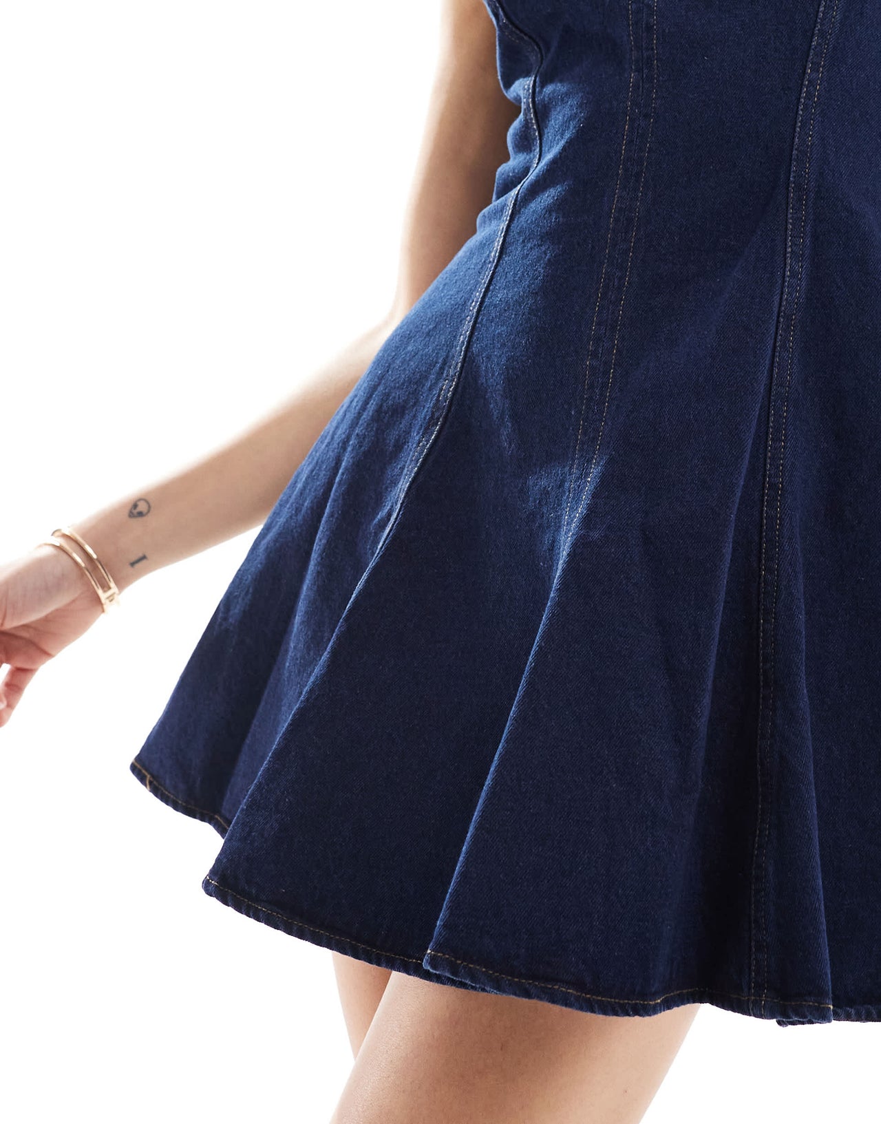 Stradivarius denim mini dress in dark wash