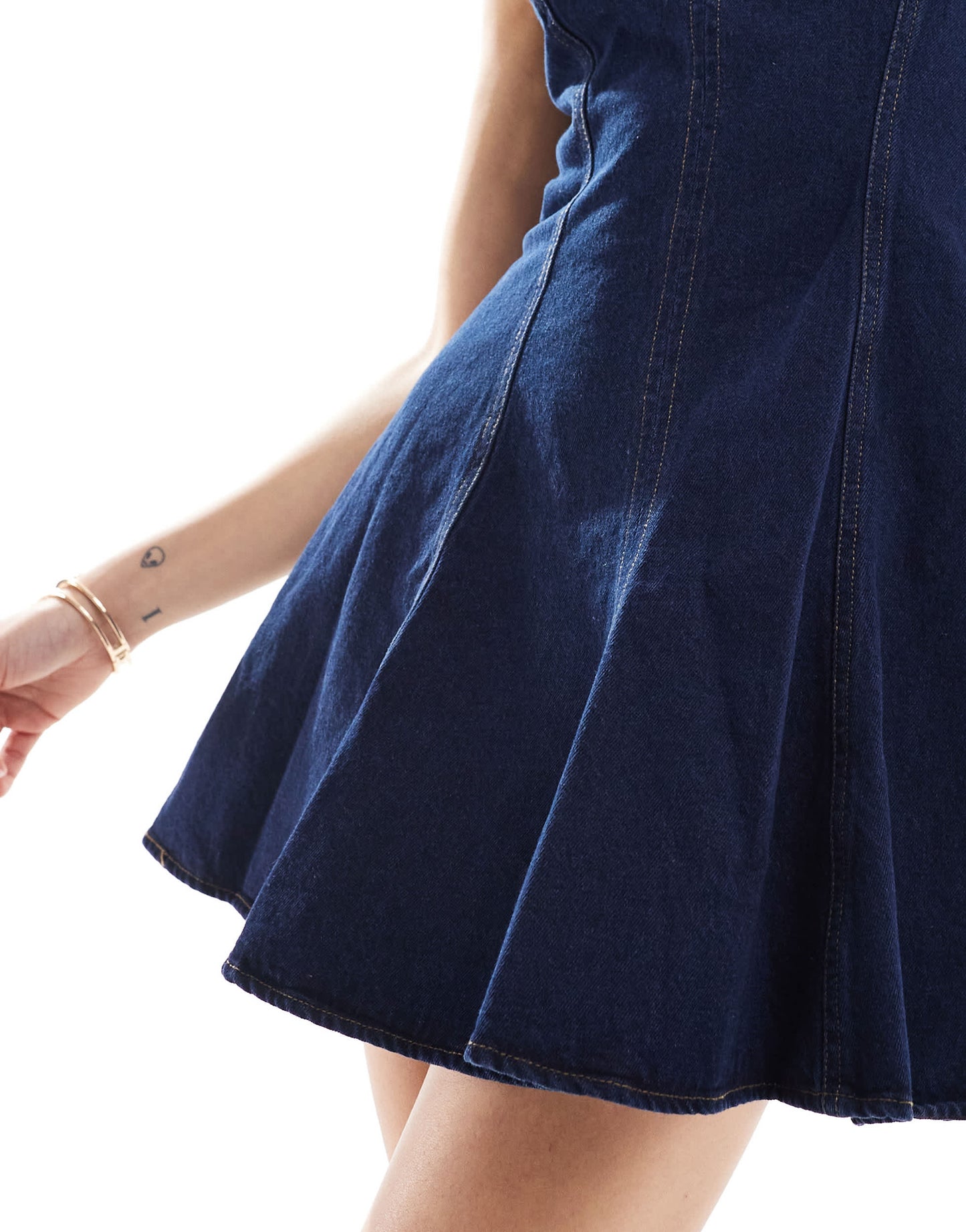 Stradivarius denim mini dress in dark wash