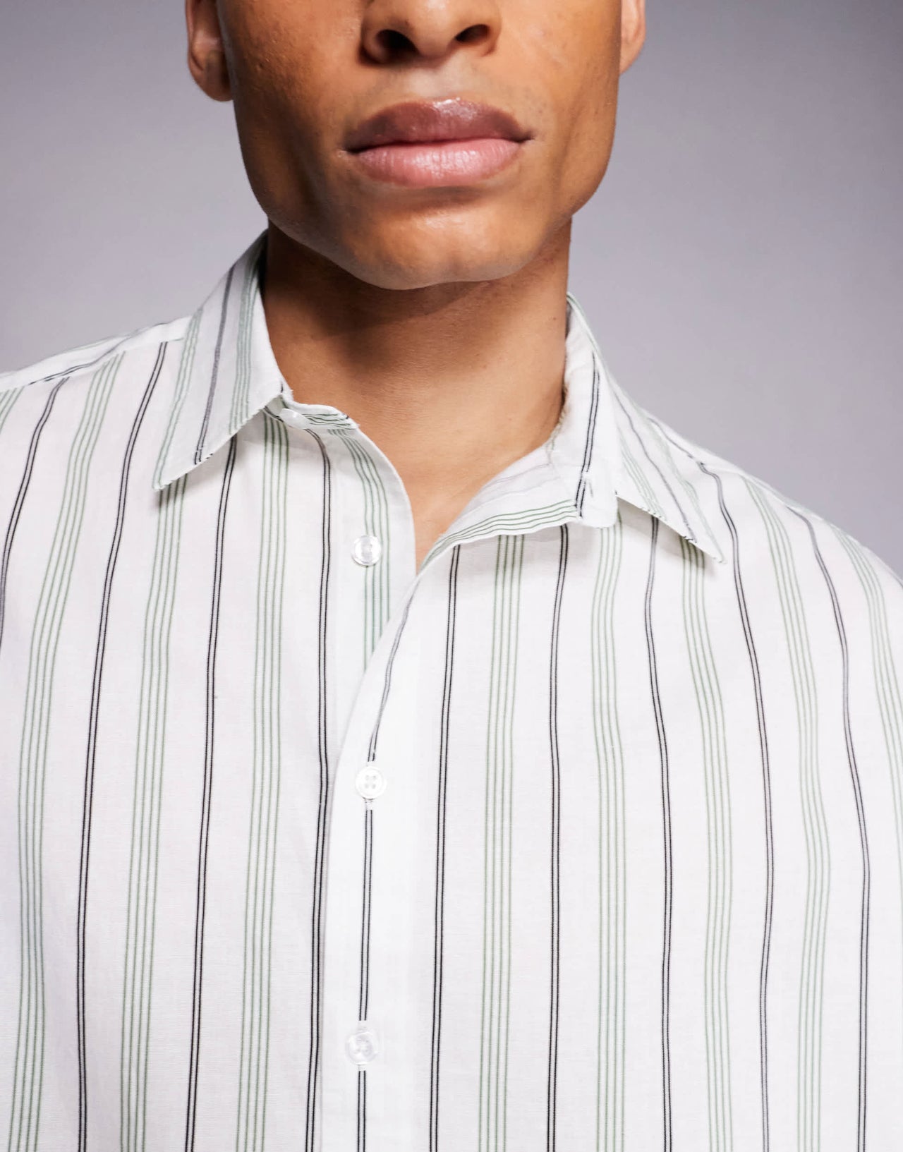 ASOS DESIGN boxy regular shirt in white and green stripe