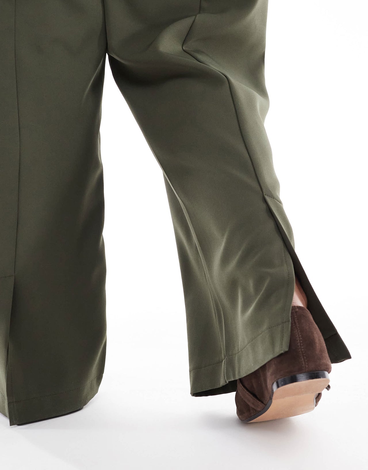 Pieces Curve tailored multiway button leg trouser co-ord in khaki