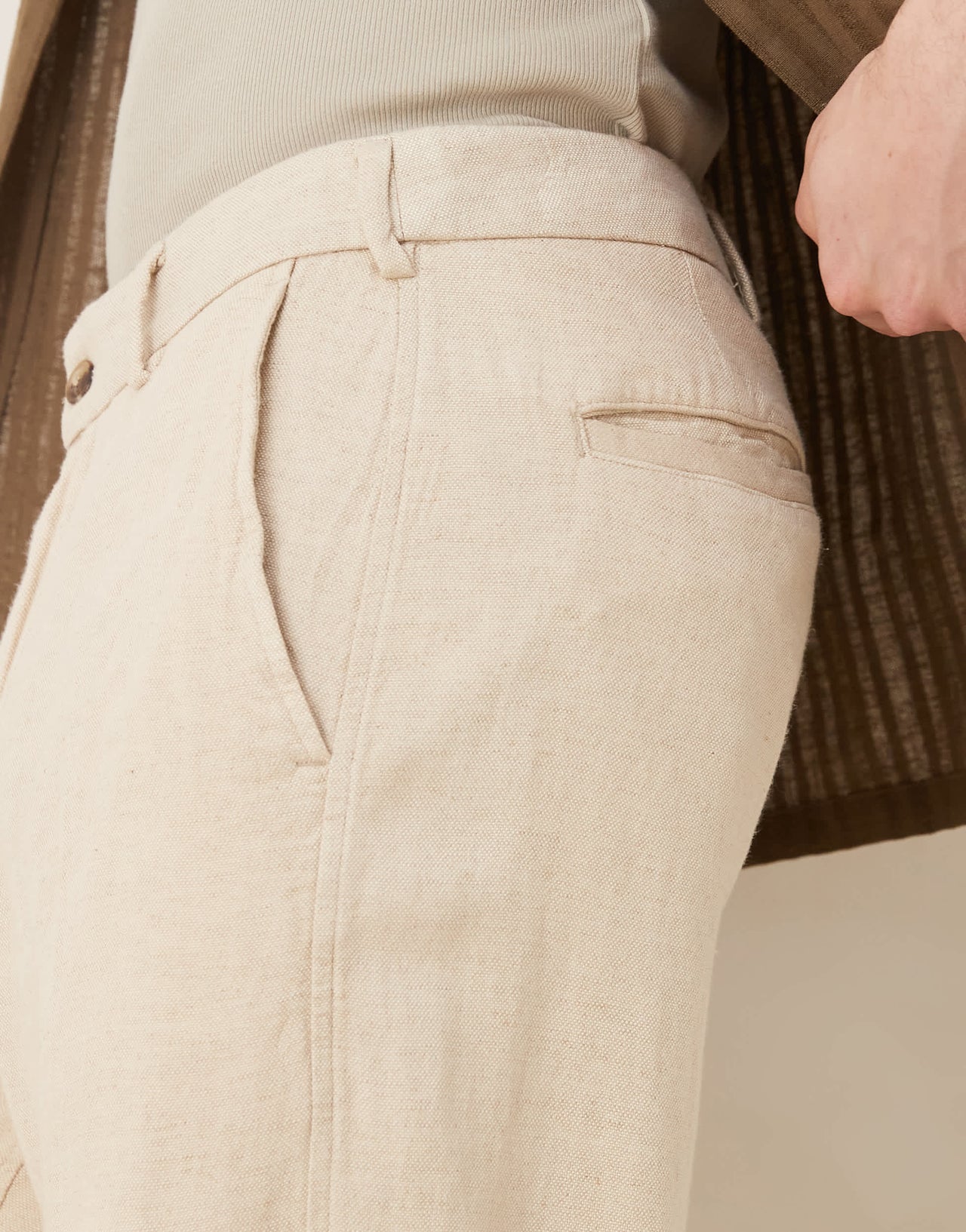 Abercrombie & Fitch baggy linen blend trouser in beige