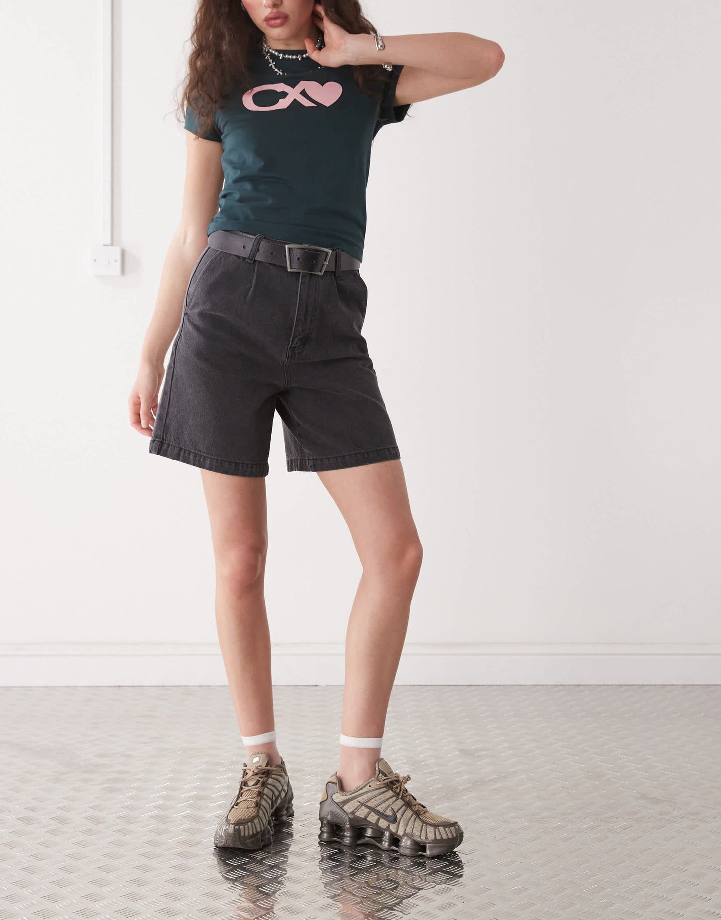 Obey Eli denim pleated shorts in black wash