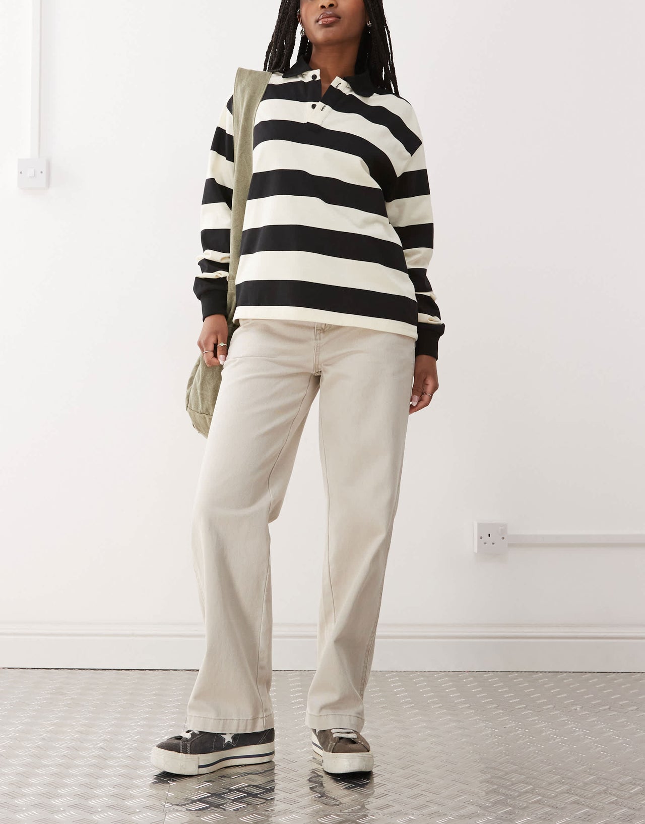 Obey Sybil carpenter denim jeans in faded beige wash