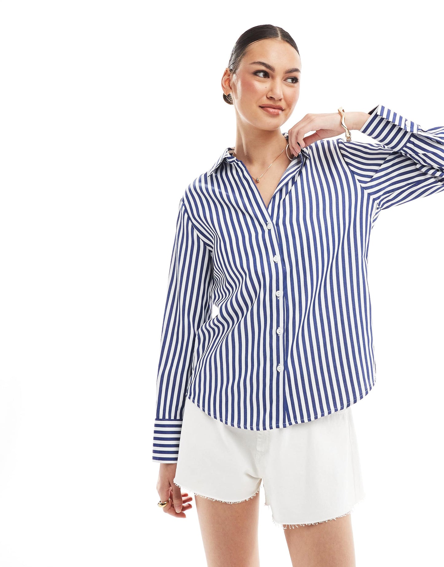 Stradivarius basic shirt in blue stripes