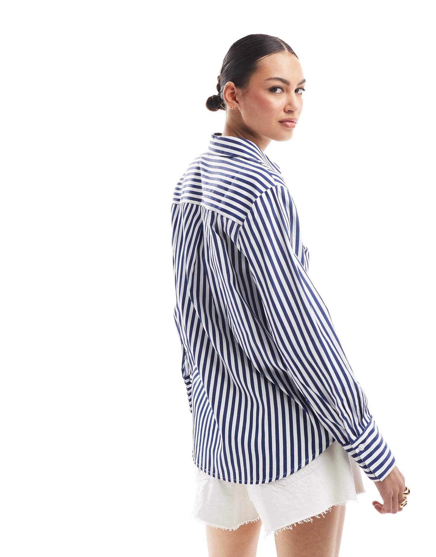 Stradivarius basic shirt in blue stripes