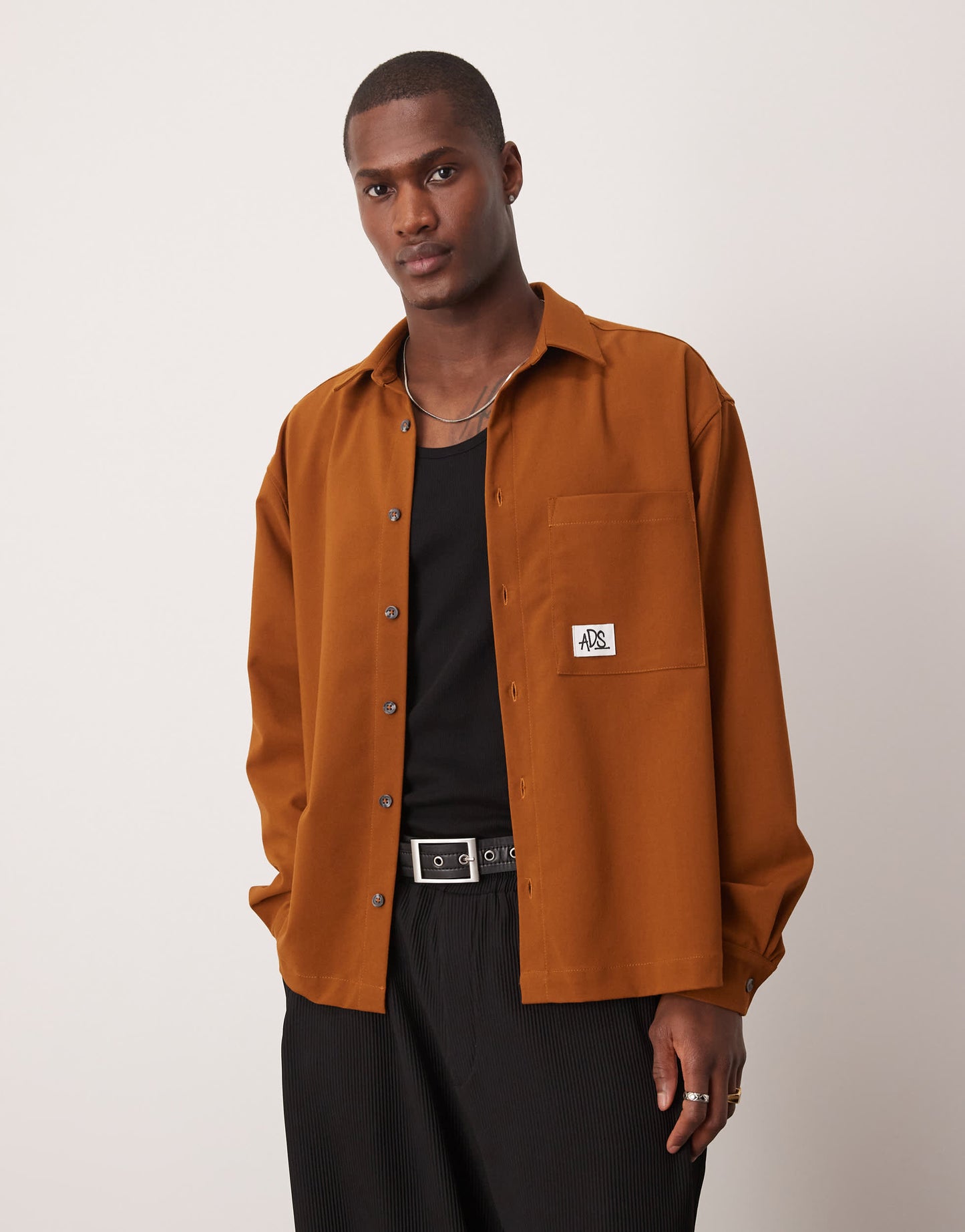 ASOS DESIGN oversized boxy shirt in brown