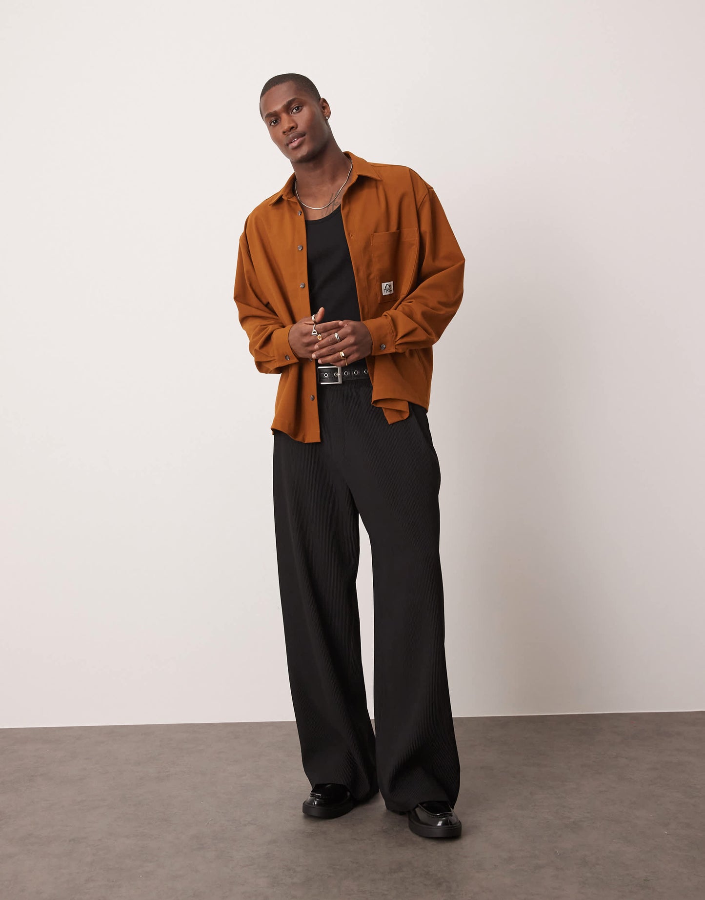 ASOS DESIGN oversized boxy shirt in brown